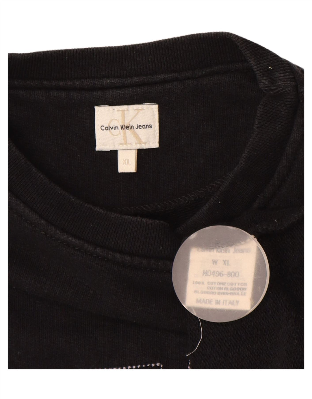 CALVIN KLEIN JEANS Mens Graphic Sweatshirt Jumper XL Black