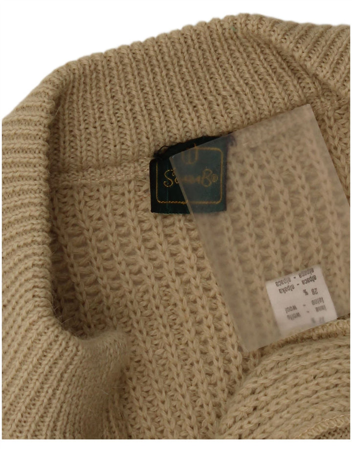 Vintage Mens Cardigan Sweater IT 50 Medium Beige Wool