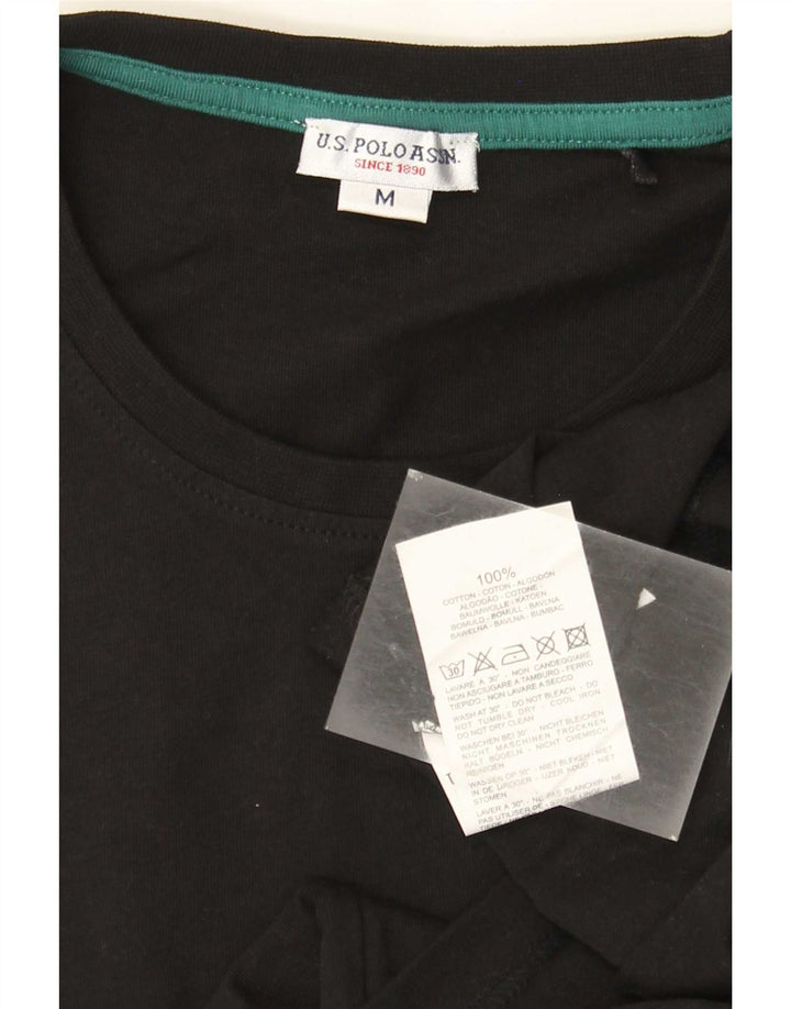 U.S. Polo Assn. Mens Graphic Top Long Sleeve Medium Black Cotton