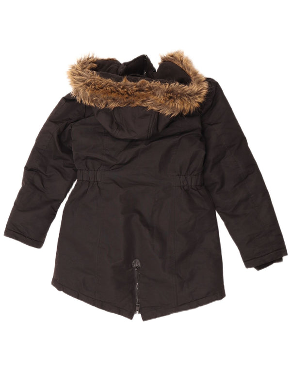 Diesel Girls Hooded Parka Jacket 9-10 Years Black Polyester
