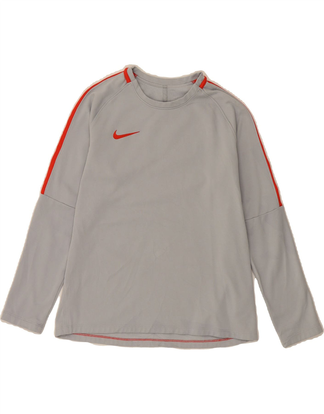 NIKE Womens Dri Fit Top Long Sleeve UK 14 Medium Grey Polyester