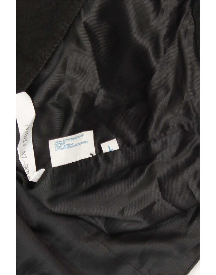 Vintage Mens Suede Waistcoat Large Black Leather