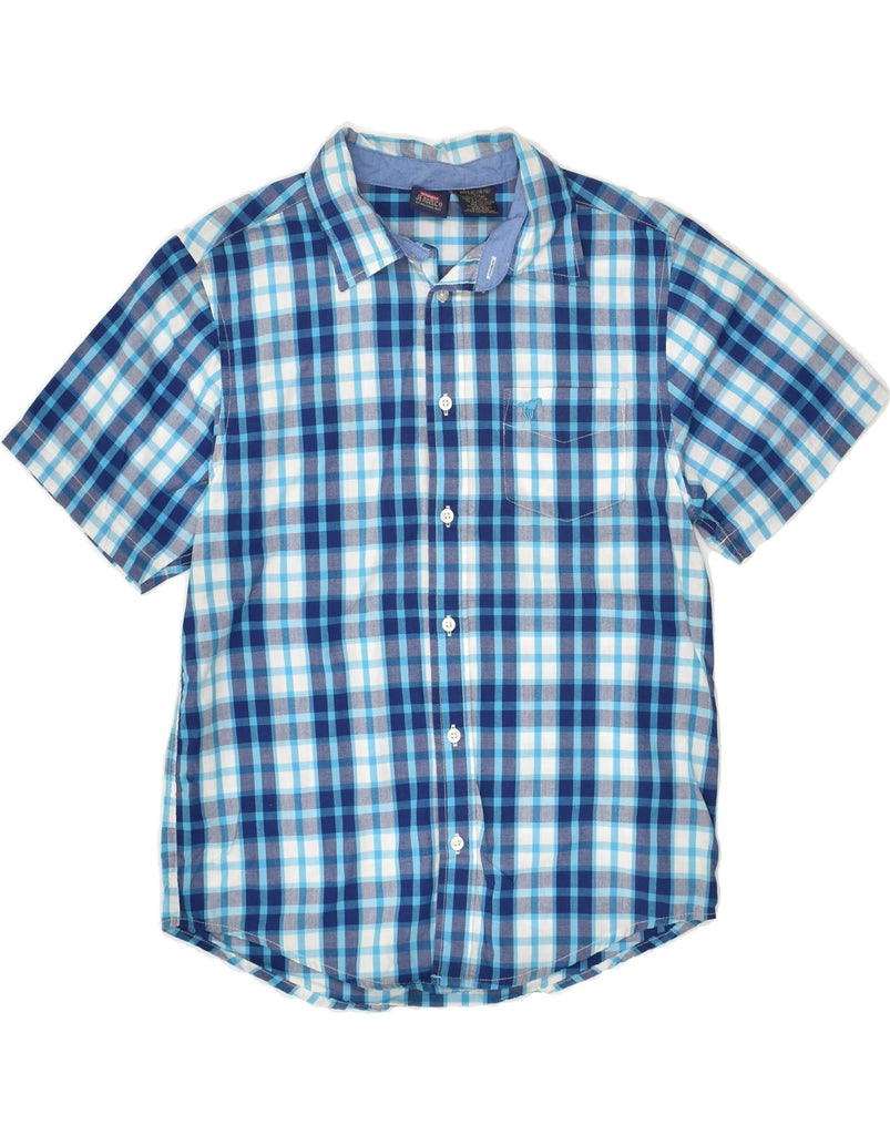 WRANGLER Boys Short Sleeve Shirt 14-15 Years XL  Blue Check Cotton | Vintage Wrangler | Thrift | Second-Hand Wrangler | Used Clothing | Messina Hembry 