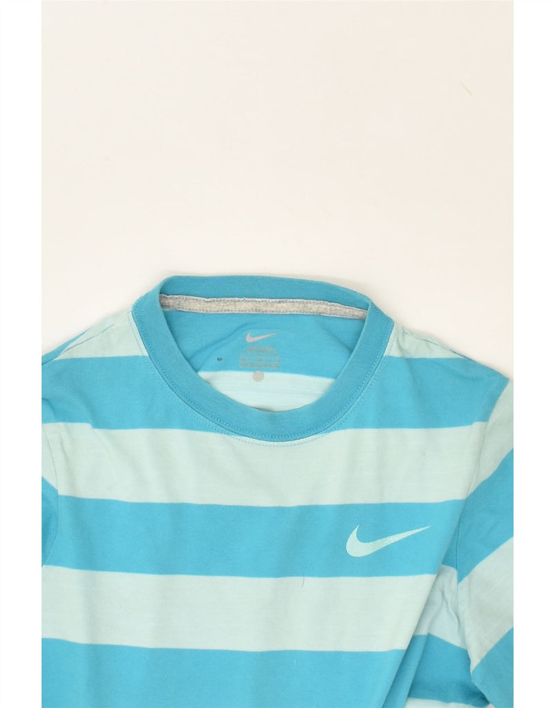 NIKE Boys T-Shirt Top 10-11 Years Meium  Blue Striped Cotton | Vintage Nike | Thrift | Second-Hand Nike | Used Clothing | Messina Hembry 