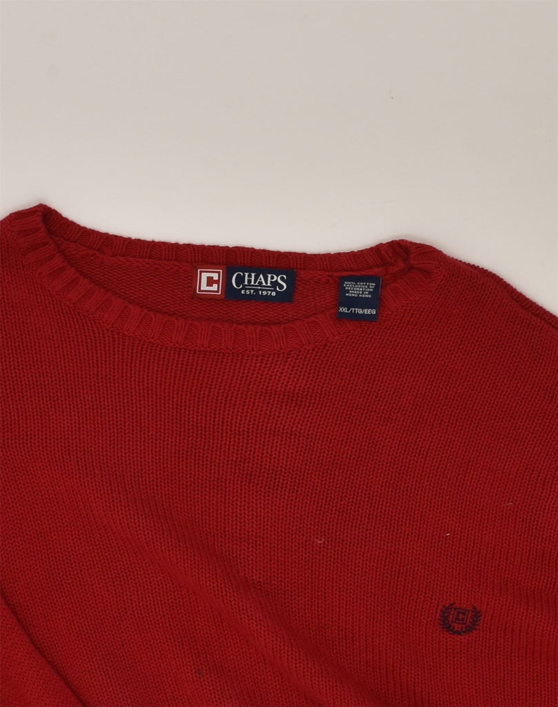 CHAPS Mens Crew Neck Jumper Sweater 2XL Red Cotton | Vintage Chaps | Thrift | Second-Hand Chaps | Used Clothing | Messina Hembry 