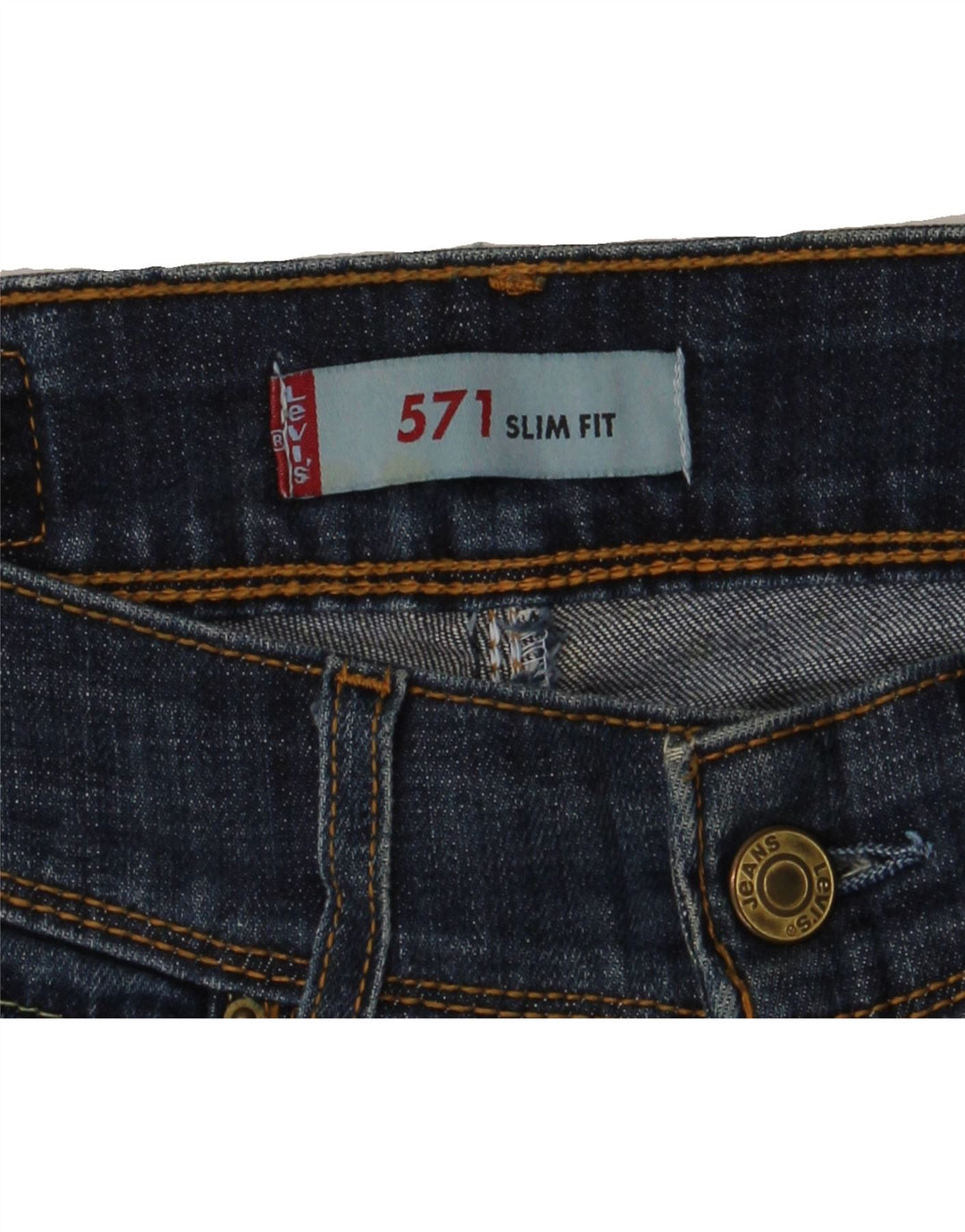 LEVI'S Womens 571 Slim Jeans W28 L29 Navy Blue Cotton Vintage Levi's and Second-Hand Levi's from Messina Hembry 