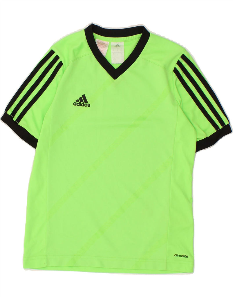 ADIDAS Boys Climalite T-Shirt Top 11-12 Years Large Green Polyester Vintage Adidas and Second-Hand Adidas from Messina Hembry 
