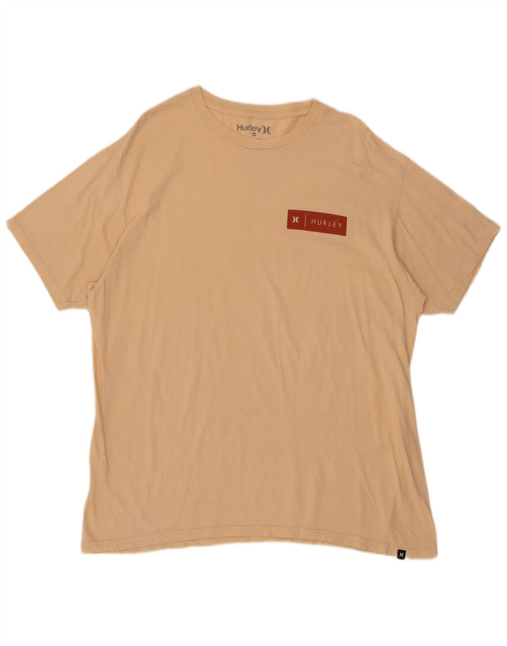 Hurley Mens T-Shirt Top XL Beige Cotton