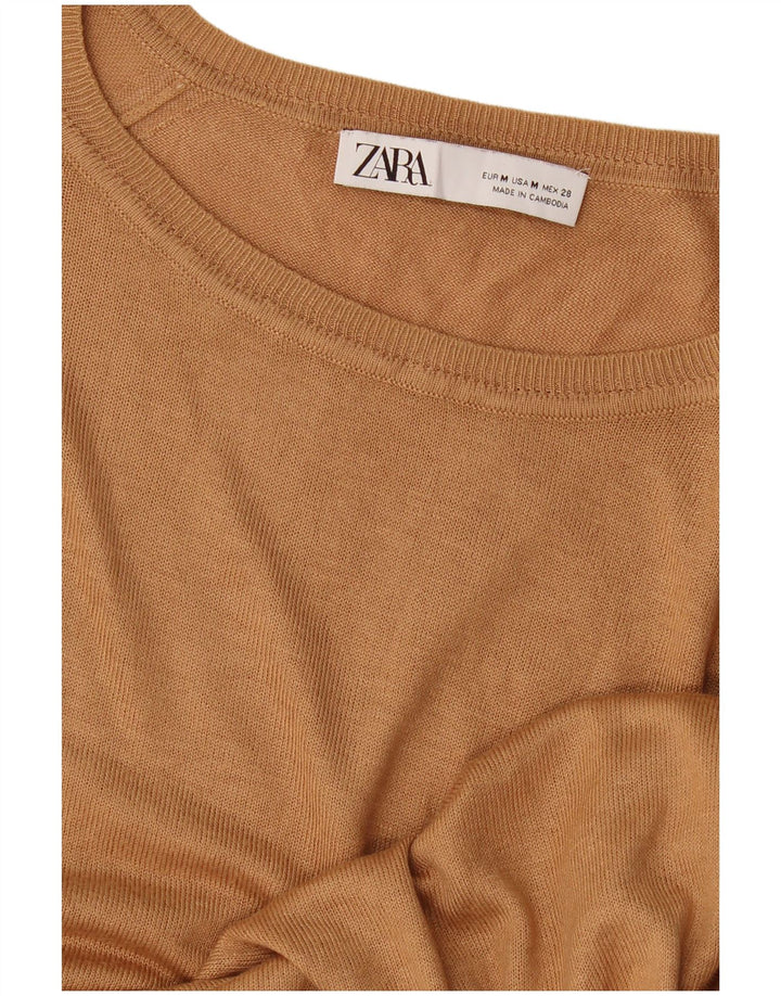 Zara Womens Boat Neck Jumper Sweater UK 14 Medium Beige