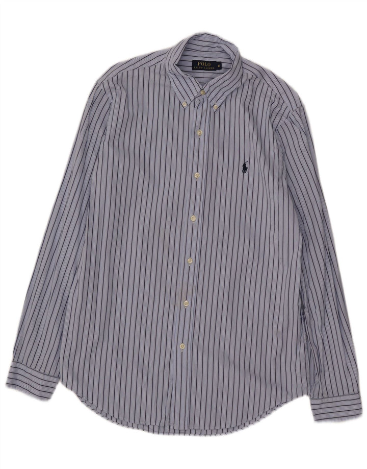 Polo Ralph Lauren Mens Shirt Medium Blue Striped Cotton