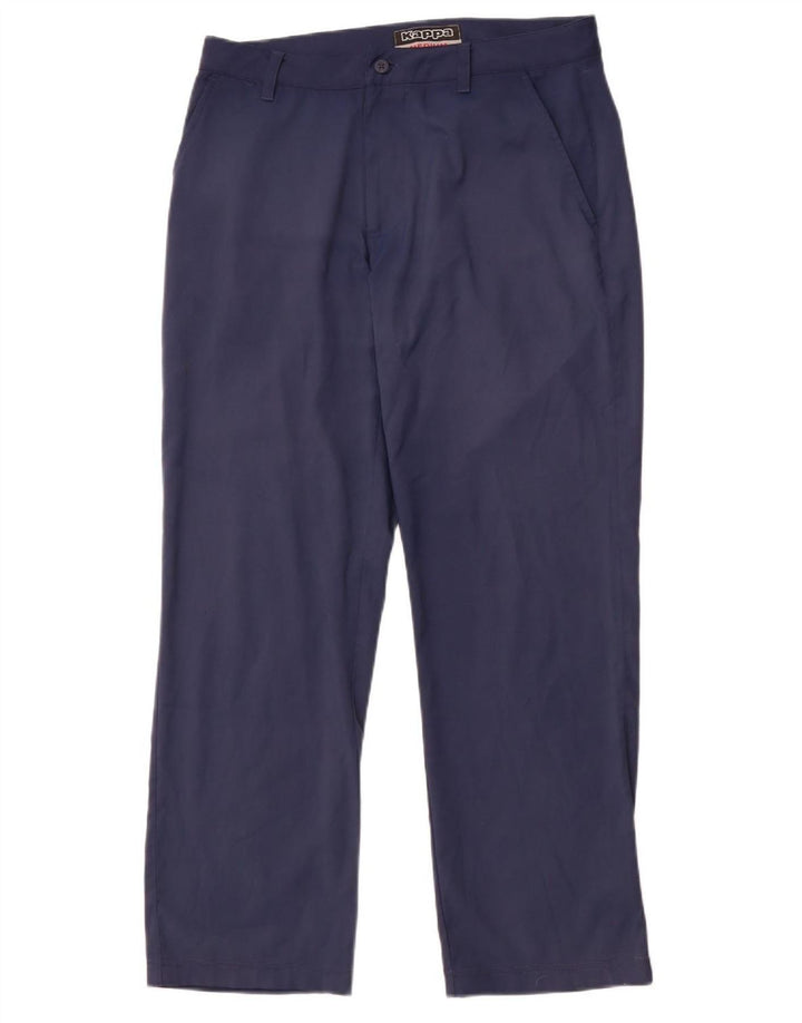 KAPPA Mens Straight Chino Trousers Medium W32 L29 Navy Blue Polyester