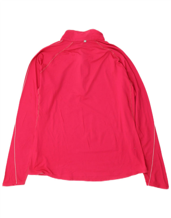 Nike Womens Dri Fit Zip Neck Pullover Tracksuit Top UK 16 Large Pink Nylon