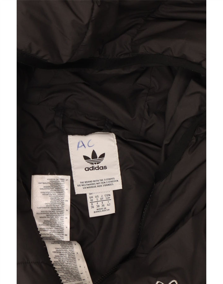 ADIDAS Womens Hooded Padded Jacket UK 10 Small  Black Polyester