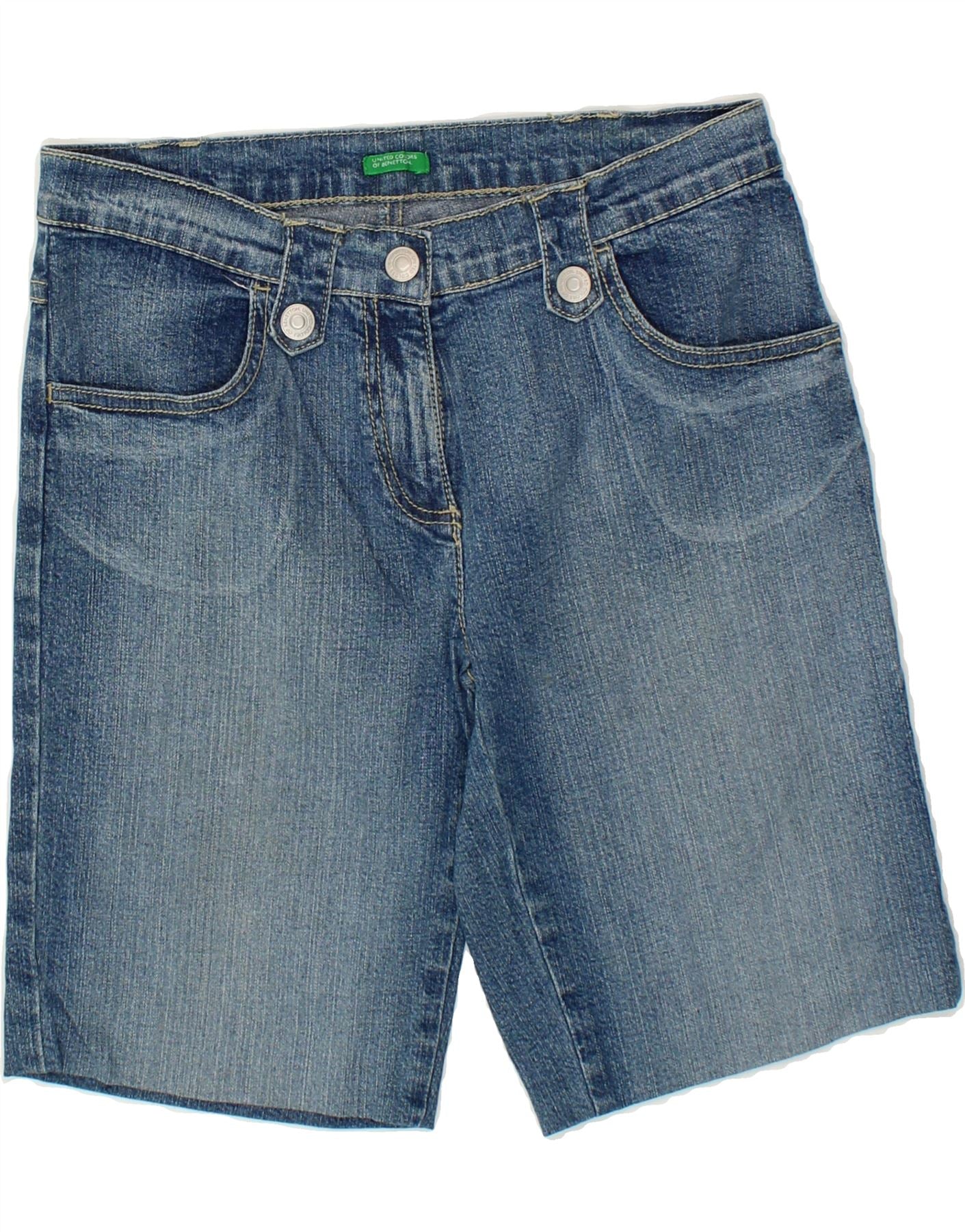 BENETTON Girls Denim Shorts 15-16 Years W28 Blue Vintage