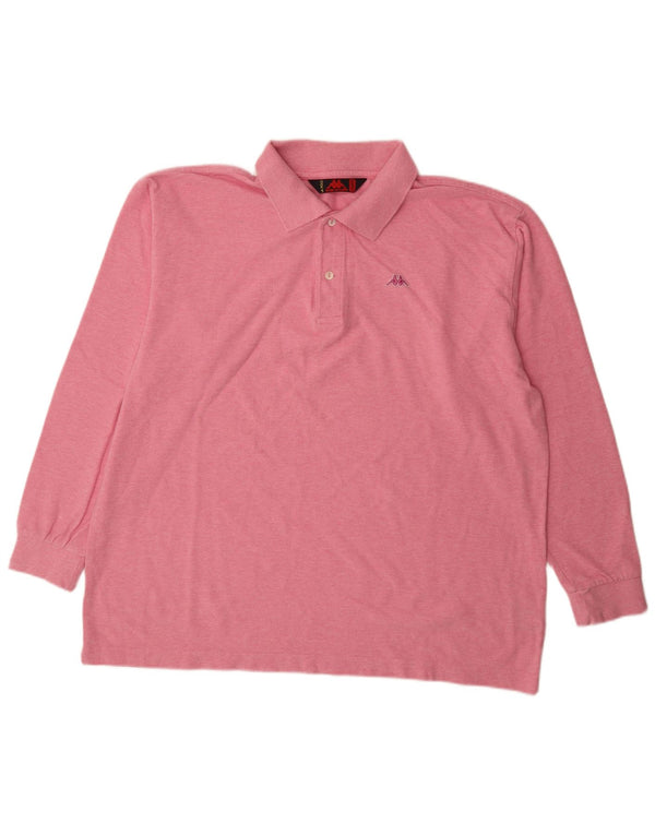Kappa Mens Long Sleeve Regular Fit Polo Shirt 2XL Pink Cotton