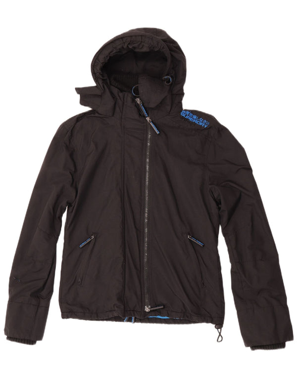 Superdry Womens Graphic Windbreaker Jacket UK 14 Medium Black