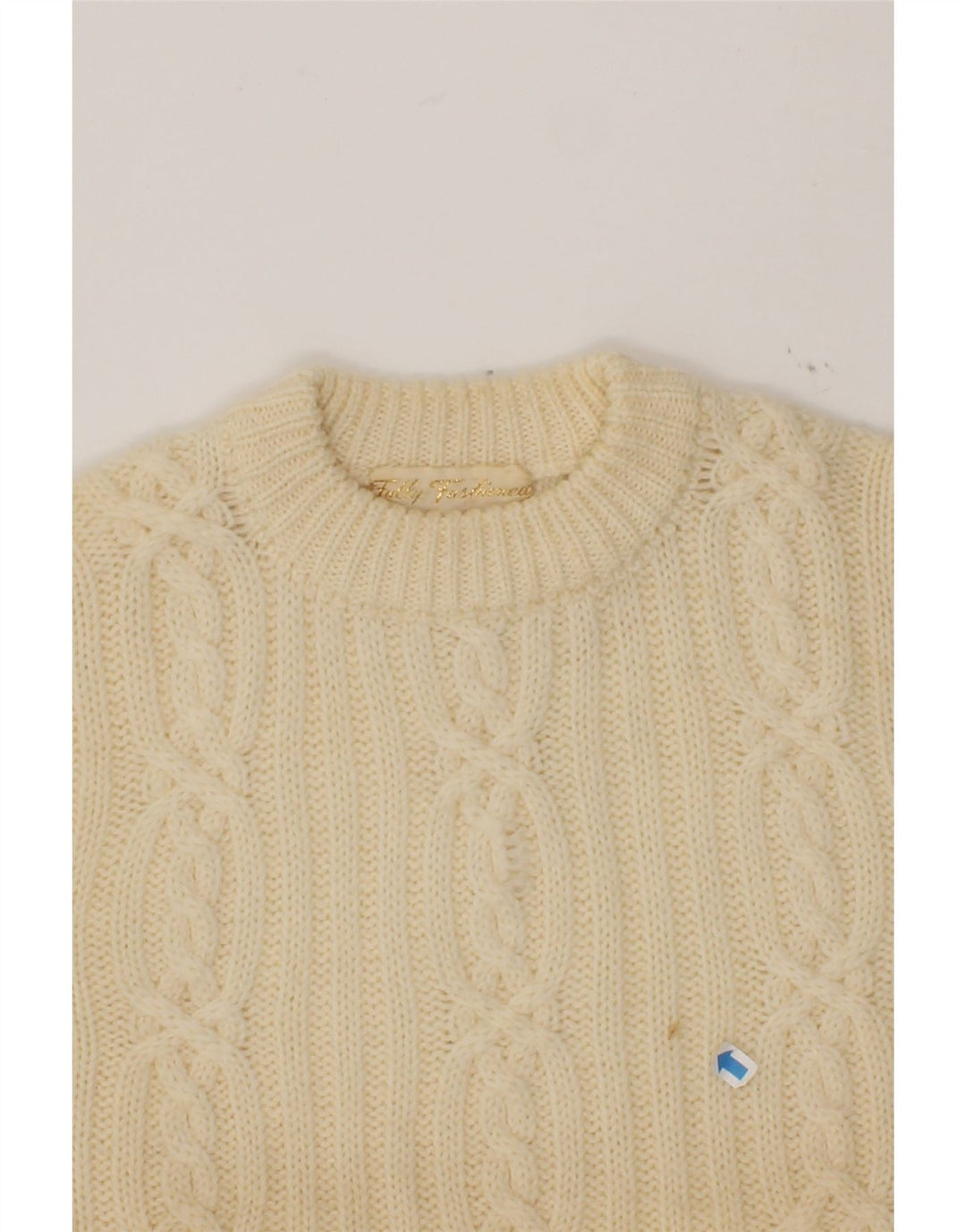 VINTAGE Womens Crew Neck Jumper Sweater IT 44 Medium Off White Wool Vintage Vintage and Second-Hand Vintage from Messina Hembry 