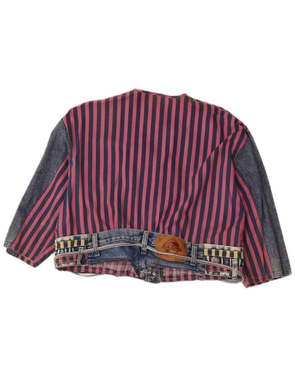 Vintage Womens 3/4 Sleeve Cardigan Top EU 40/42 Medium Navy Blue Striped