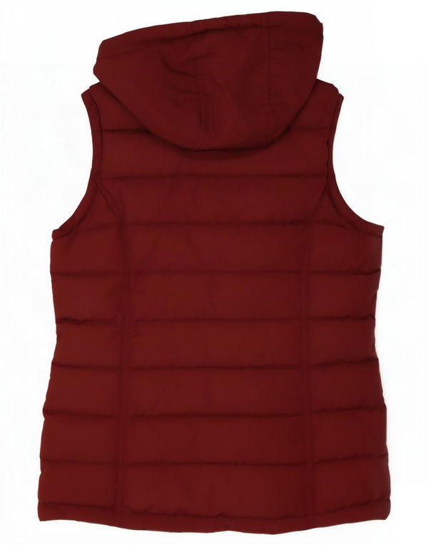 Crew Clothing Womens Hooded Padded Gilet UK 10 Small Burgundy Polyester