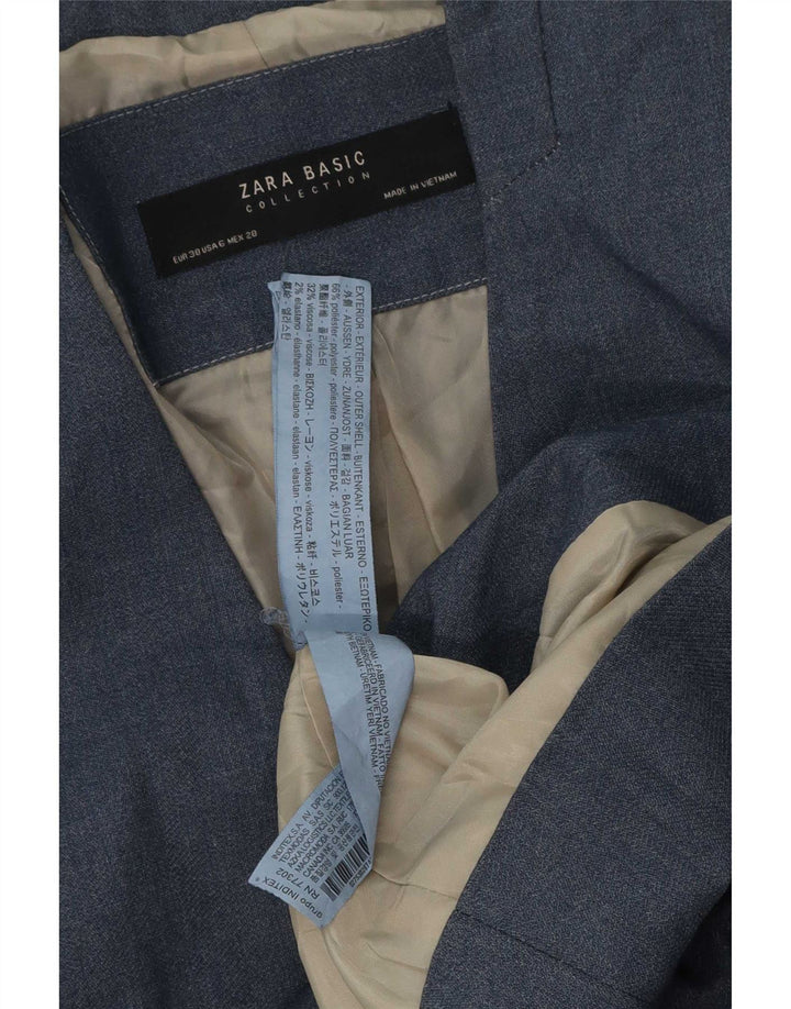 Zara Womens 1 Button Blazer Jacket EU 38 Medium Blue Polyester