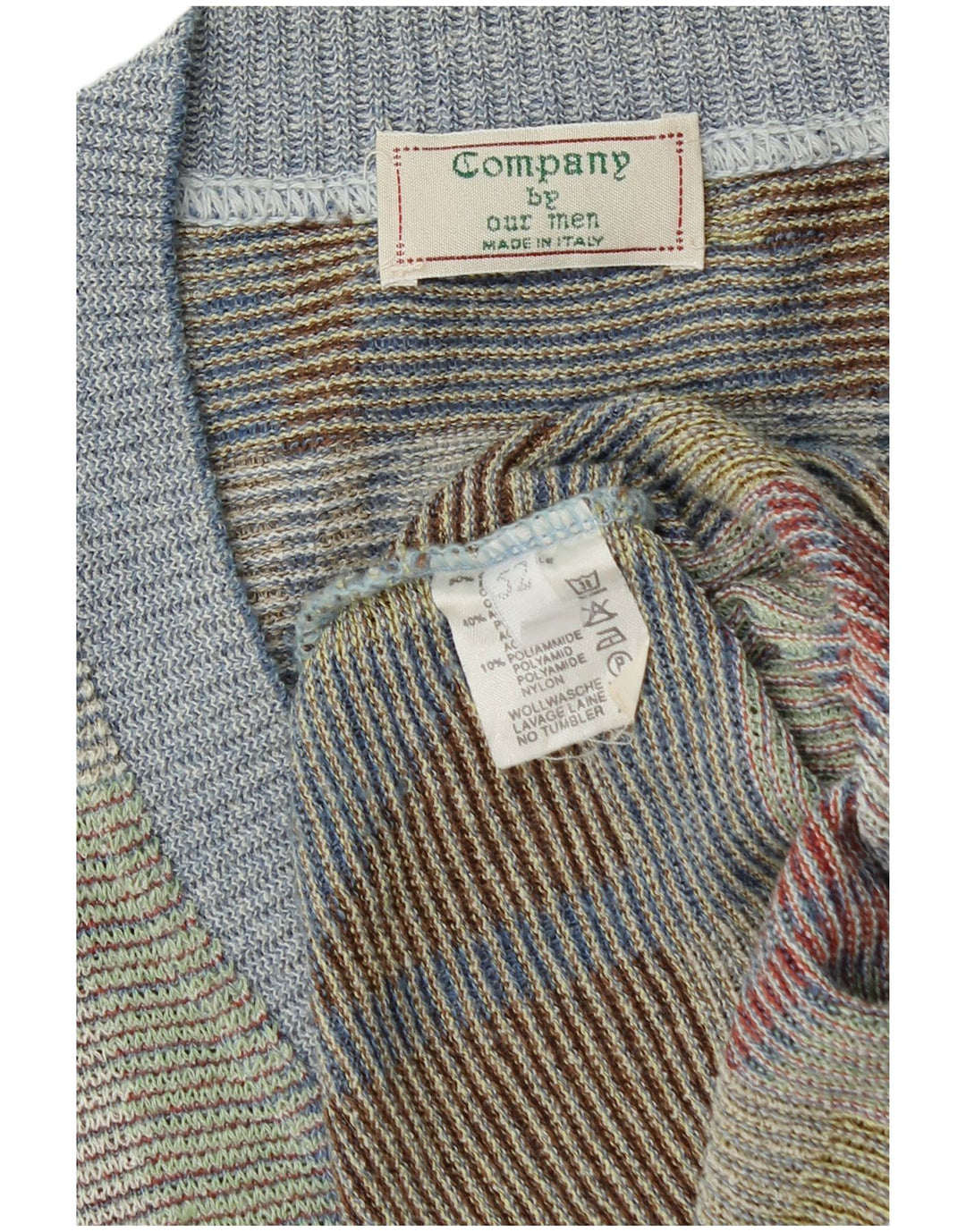 VINTAGE Mens V-Neck Jumper Sweater IT 52 Large Multicoloured Geometric