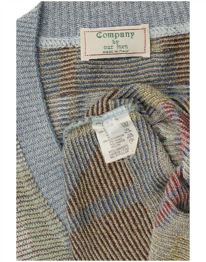 VINTAGE Mens V-Neck Jumper Sweater IT 52 Large Multicoloured Geometric