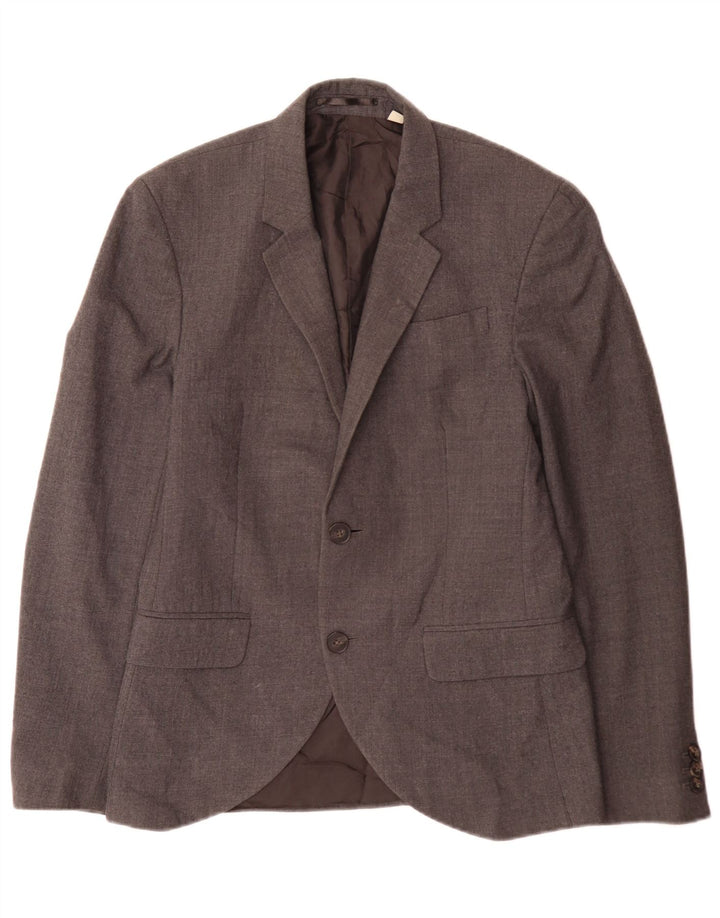 Jack Wills Mens 2 Button Blazer Jacket UK 36 Small Grey Wool