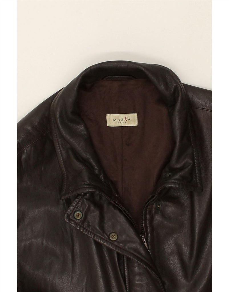 MASKA Womens Leather Coat UK 14 Large  Brown Leather | Vintage Maska | Thrift | Second-Hand Maska | Used Clothing | Messina Hembry 