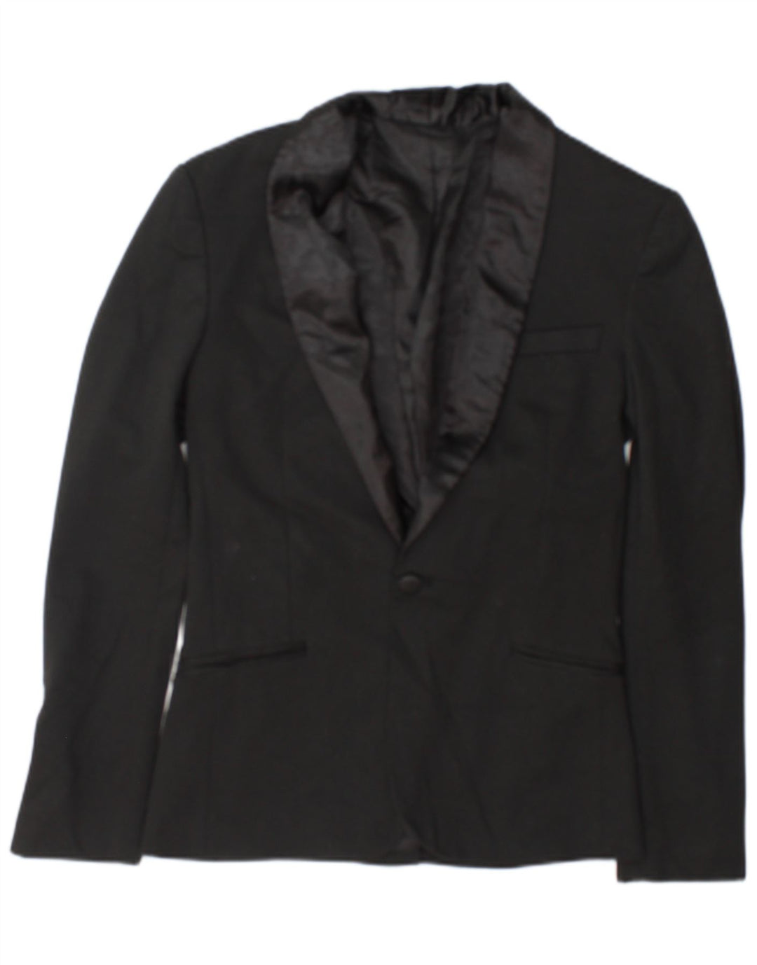 Zara Mens 1 Button Blazer Jacket UK 36 Small Black Polyester