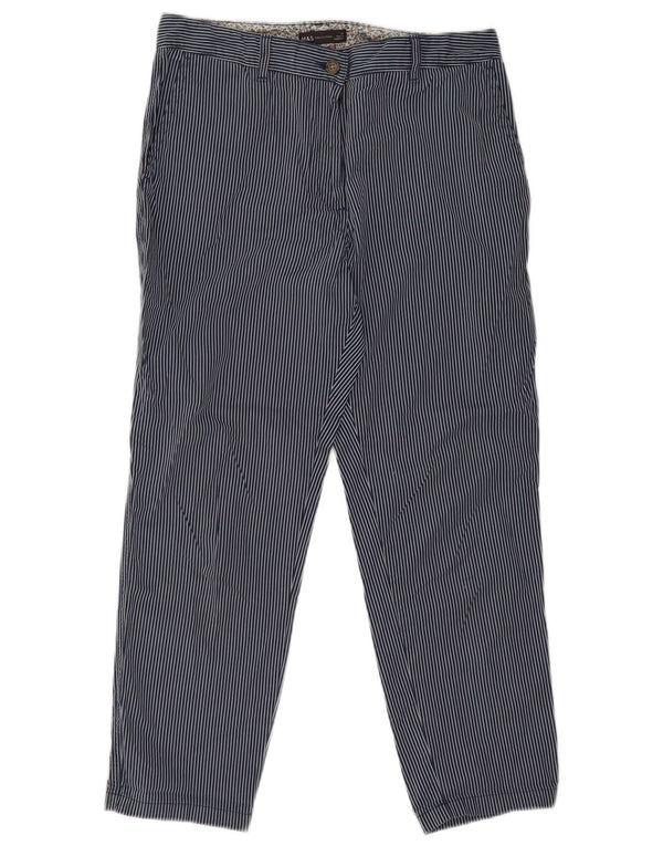 Marks & Spencer Womens Cropped Trousers UK 12 Medium W30 L26 Navy Blue