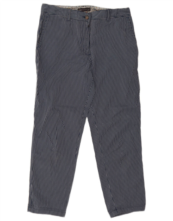 Marks & Spencer Womens Cropped Trousers UK 12 Medium W30 L26 Navy Blue