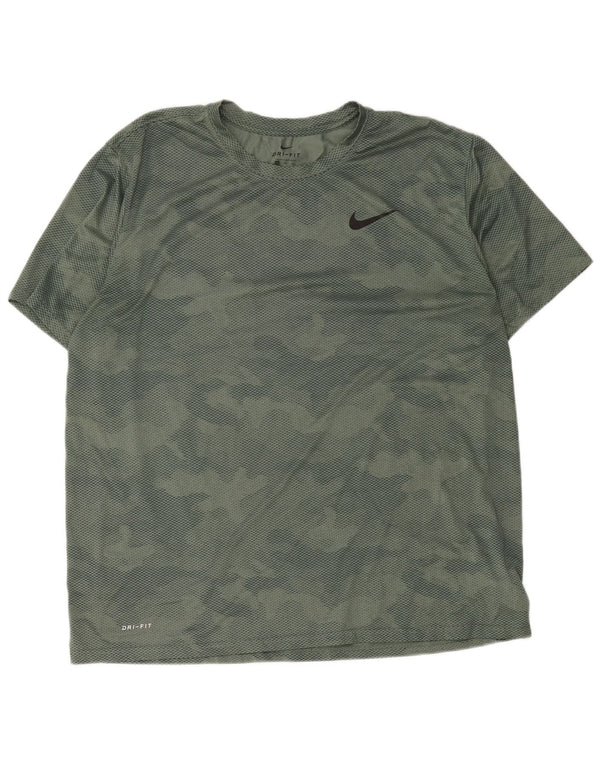 Nike Mens Dri Fit T-Shirt Top 2XL Green Camouflage Polyester