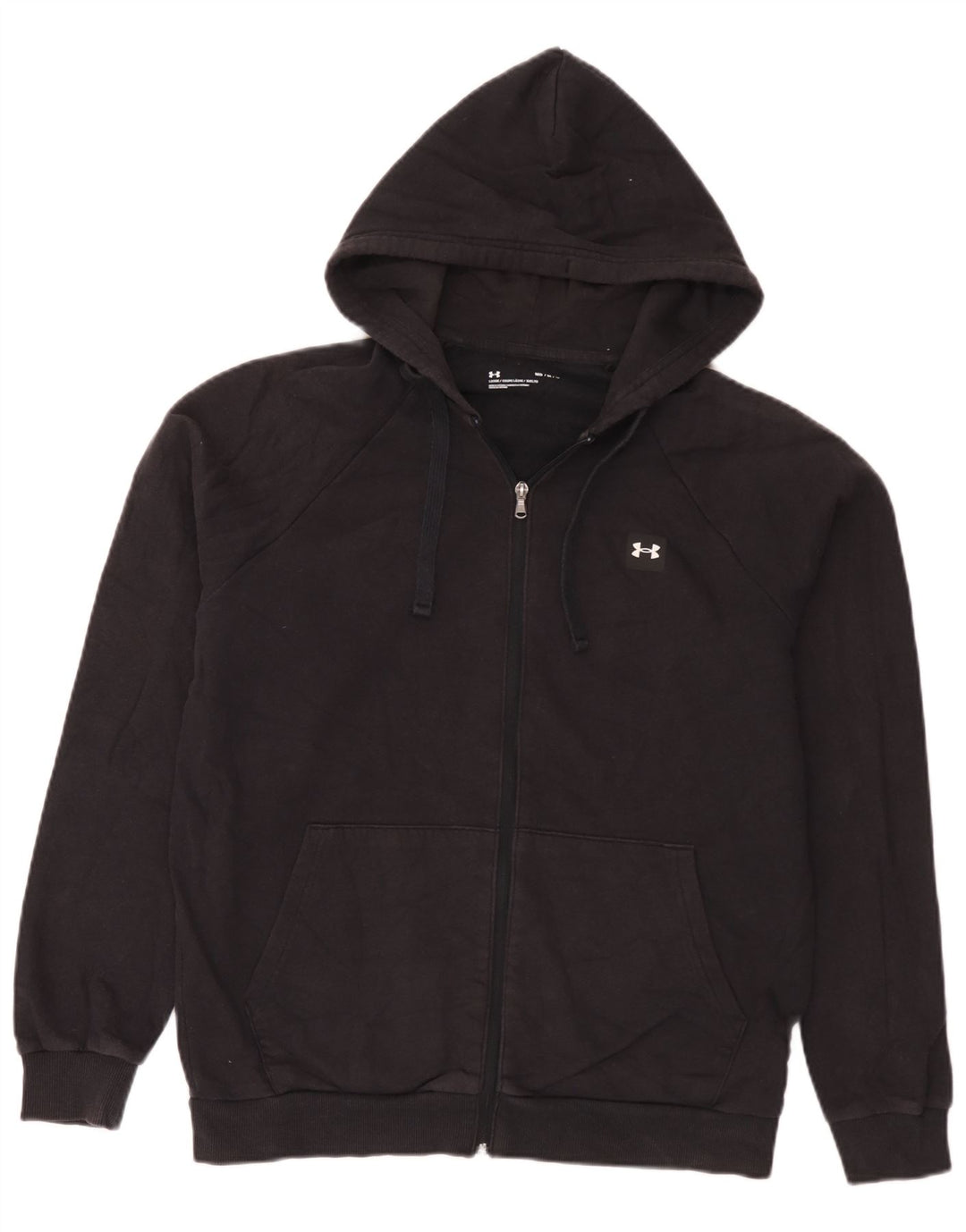 Under Armour Mens Zip Hoodie Sweater Medium Black Cotton