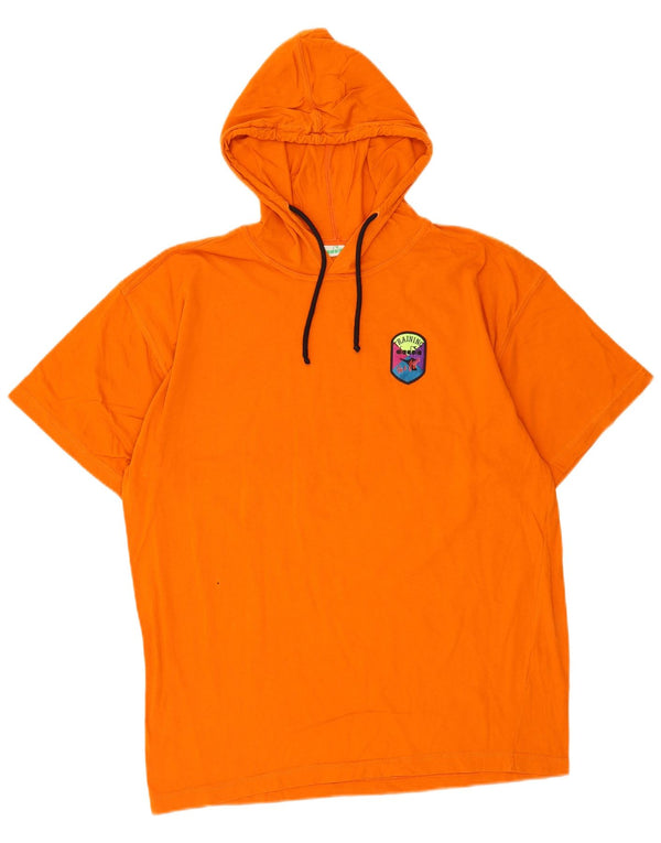 Diadora Mens Hooded Graphic T-Shirt Top Large Orange