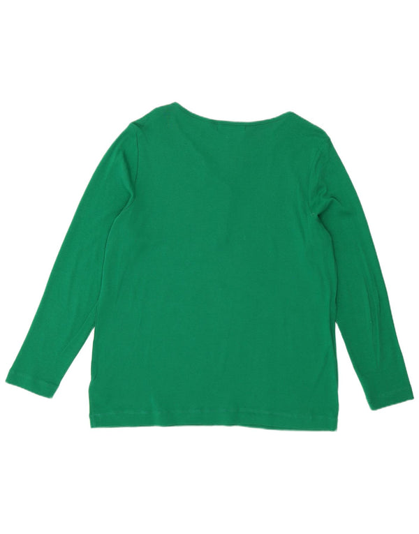 RALPH LAUREN Womens Top Long Sleeve UK 18 XL Green Cotton