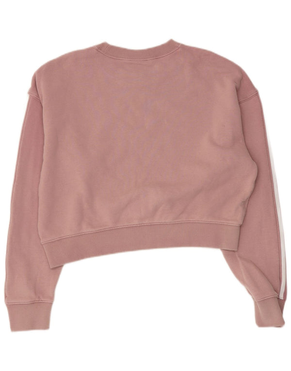 ADIDAS Womens Crop Oversized Sweatshirt Jumper UK 10 Small  Pink Cotton