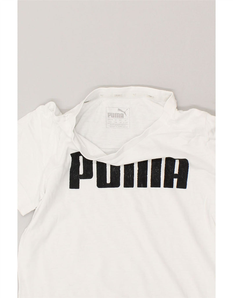 PUMA Boys Graphic T-Shirt Top 9-10 Years White Cotton | Vintage Puma | Thrift | Second-Hand Puma | Used Clothing | Messina Hembry 