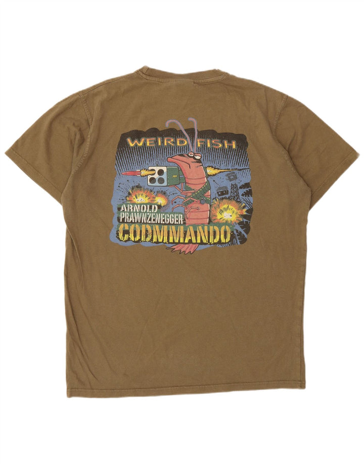 Weird Fish Mens Graphic T-Shirt Top Medium Khaki