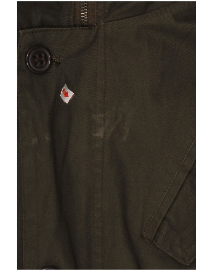 VINTAGE Mens Hooded Parka Jacket UK 40 Large Khaki Cotton