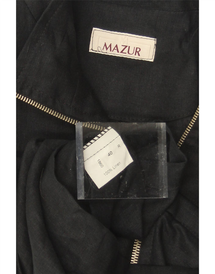 VINTAGE Womens Gilet EU 40 Medium Black Linen Vintage Vintage and Second-Hand Vintage from Messina Hembry 