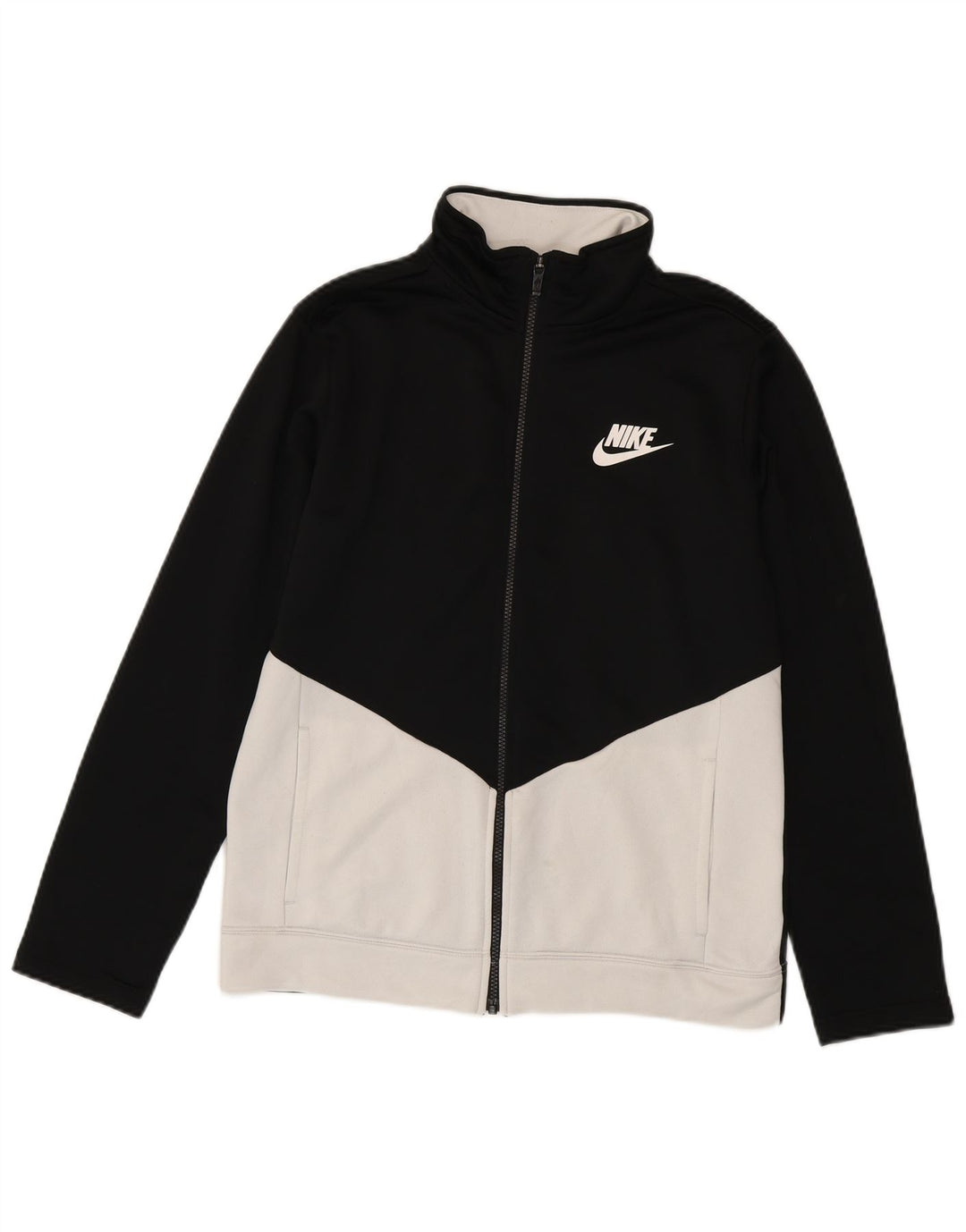 Nike Boys Tracksuit Top Jacket 13-14 Years XL Black Colourblock Polyester
