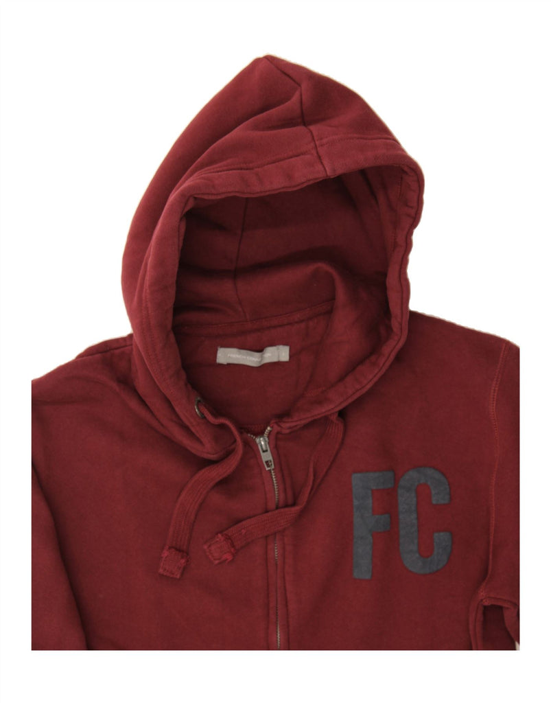 FRENCH CONNECTION Mens Graphic Zip Hoodie Sweater Large Burgundy Cotton Vintage French Connection and Second-Hand French Connection from Messina Hembry 