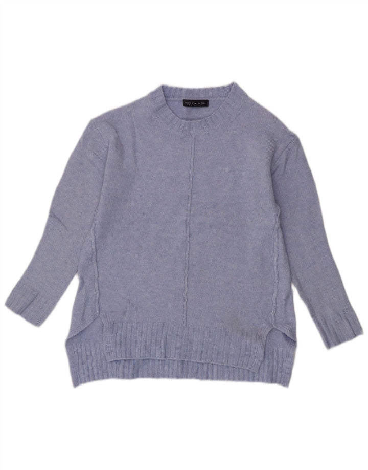 Marks & Spencer Womens Crew Neck Jumper Sweater UK 10 Small Blue Acrylic