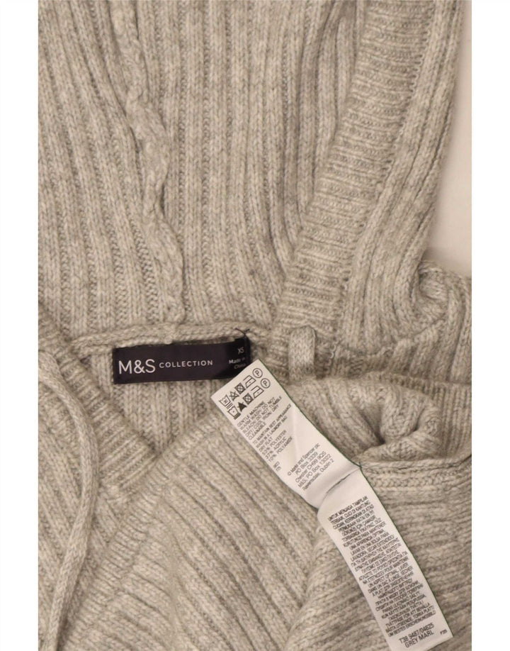Marks & Spencer Womens Hooded Jumper Sweater UK 6 XS Grey Polyester