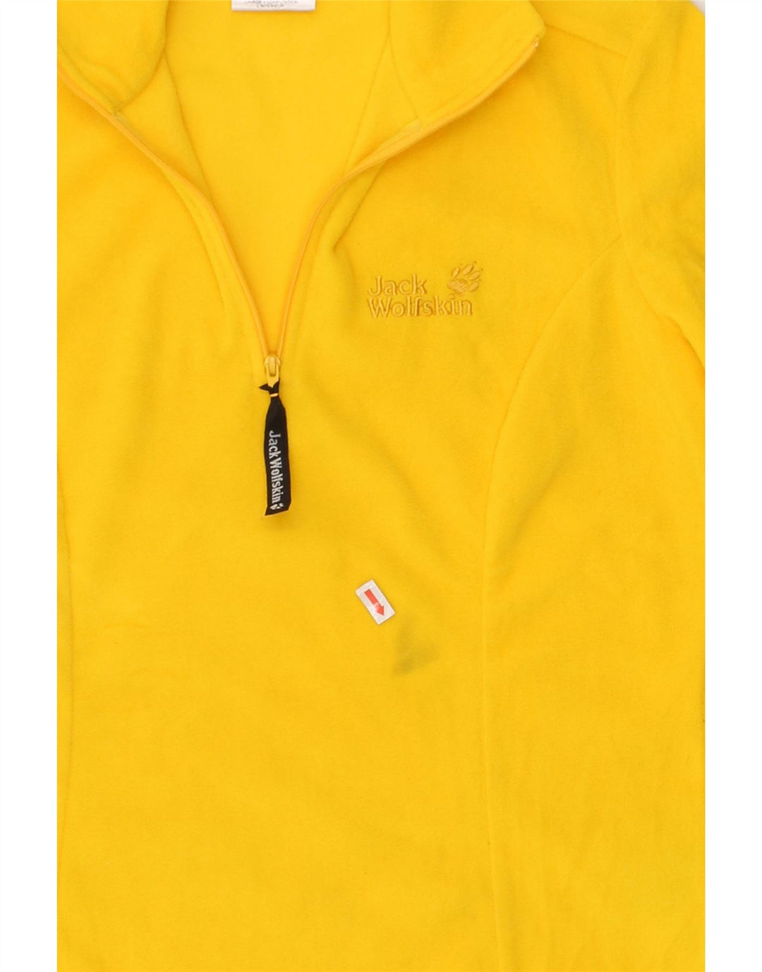 JACK WOLFSKIN Womens Zip Neck Fleece Jumper UK 10 Small Yellow Polyester Vintage Jack Wolfskin and Second-Hand Jack Wolfskin from Messina Hembry 