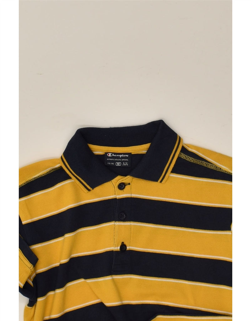 CHAMPION Boys Polo Shirt 9-10 Years Medium  Yellow Striped Cotton | Vintage Champion | Thrift | Second-Hand Champion | Used Clothing | Messina Hembry 