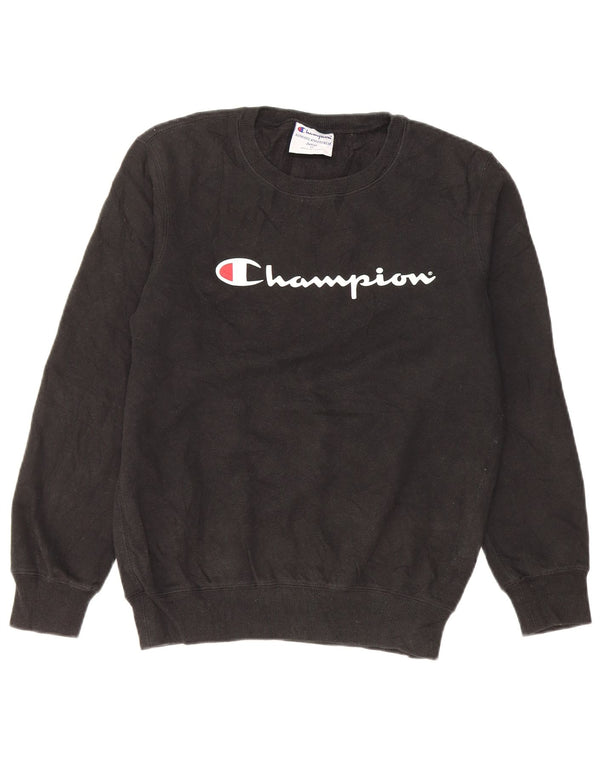 Champion Boys Graphic Sweatshirt Jumper 11-12 Years Black Cotton