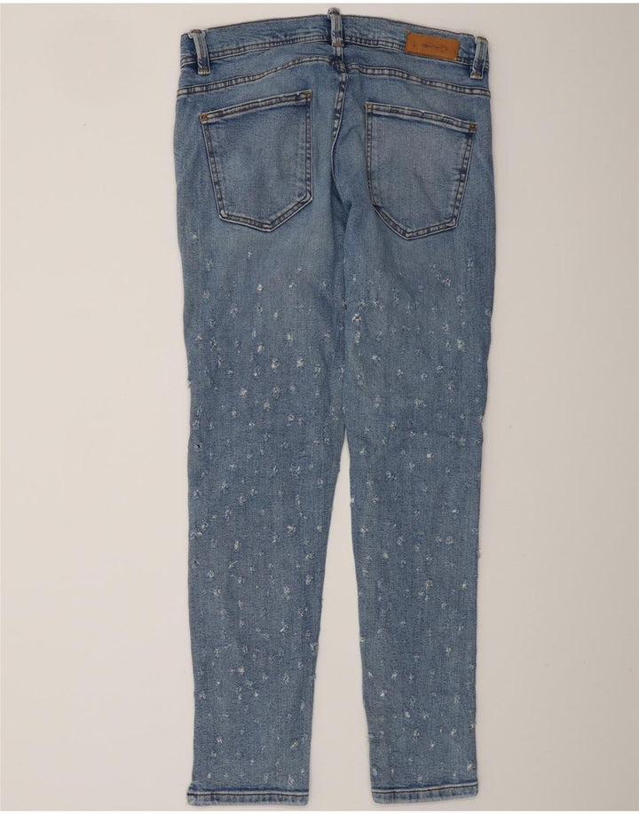 ZARA Mens Graphic Distressed Slim Jeans EU 42 Large W32 L32 Blue