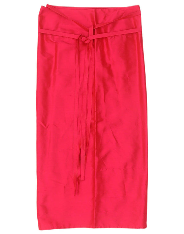 Vintage Womens High Waist Wrap Skirt IT 42 Medium W27 Red Silk