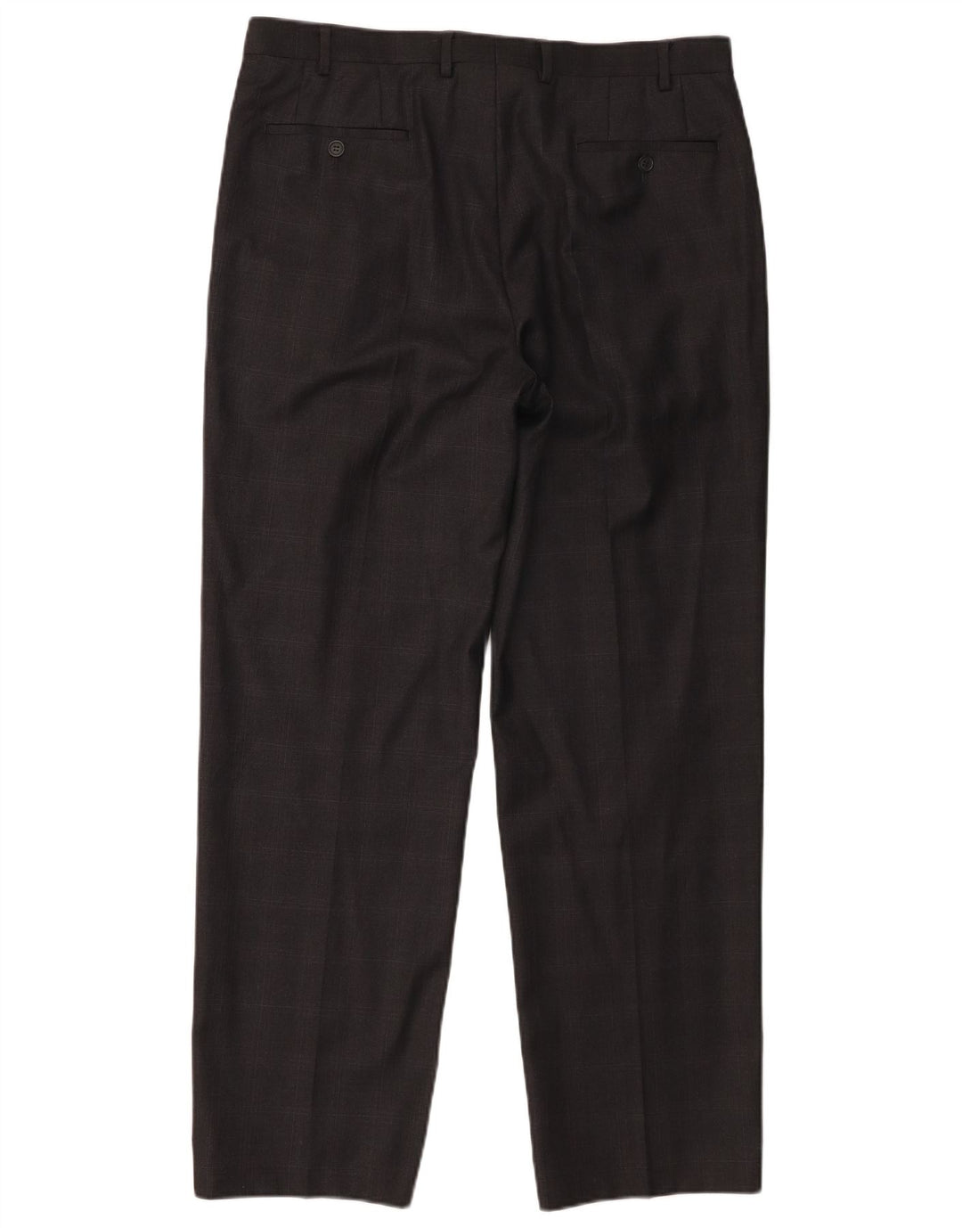 Marks & Spencer Mens Straight Suit Trousers W36 L31 Grey Check New Wool